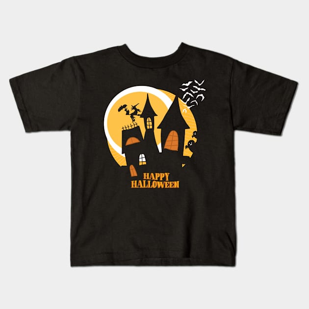 Scary Halloween witch Kids T-Shirt by Stylza